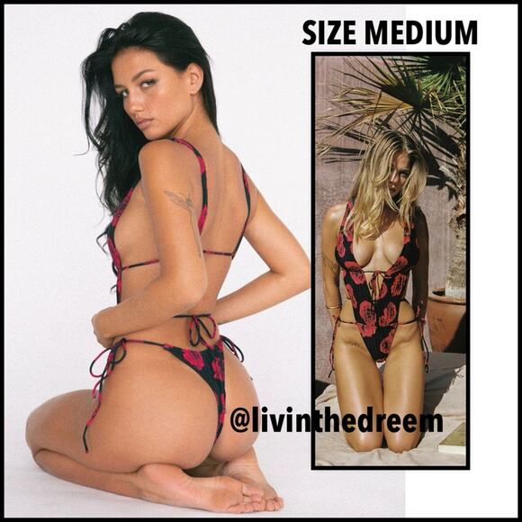 Indah Other - INDAH Heart of Gold Skimpy One Piece Red Roses SZ L $176
